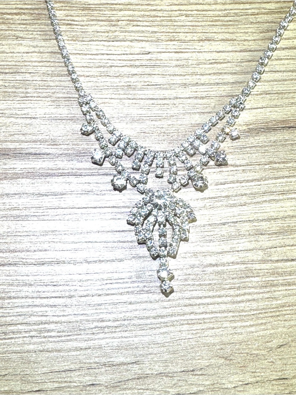 Elegant Silver-Tone Crystal Statement Necklace - Sparkling White